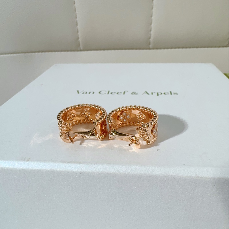 VCA梵克雅宝 Perlee 系列 玫瑰金满钻万花筒耳环-7