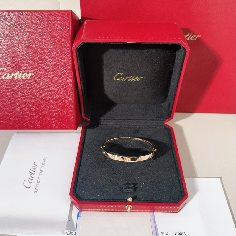 Cartier卡地亚 love系列 玫瑰金四钻手镯-0