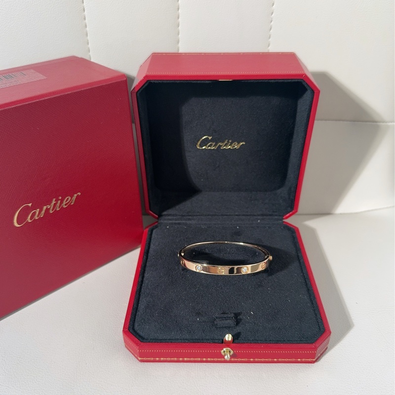 Cartier卡地亚 love系列 玫瑰金四钻手镯-1