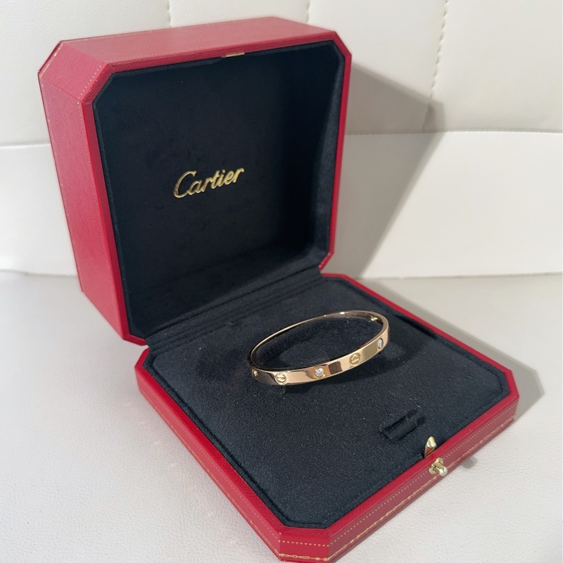 Cartier卡地亚 love系列 玫瑰金四钻手镯-2