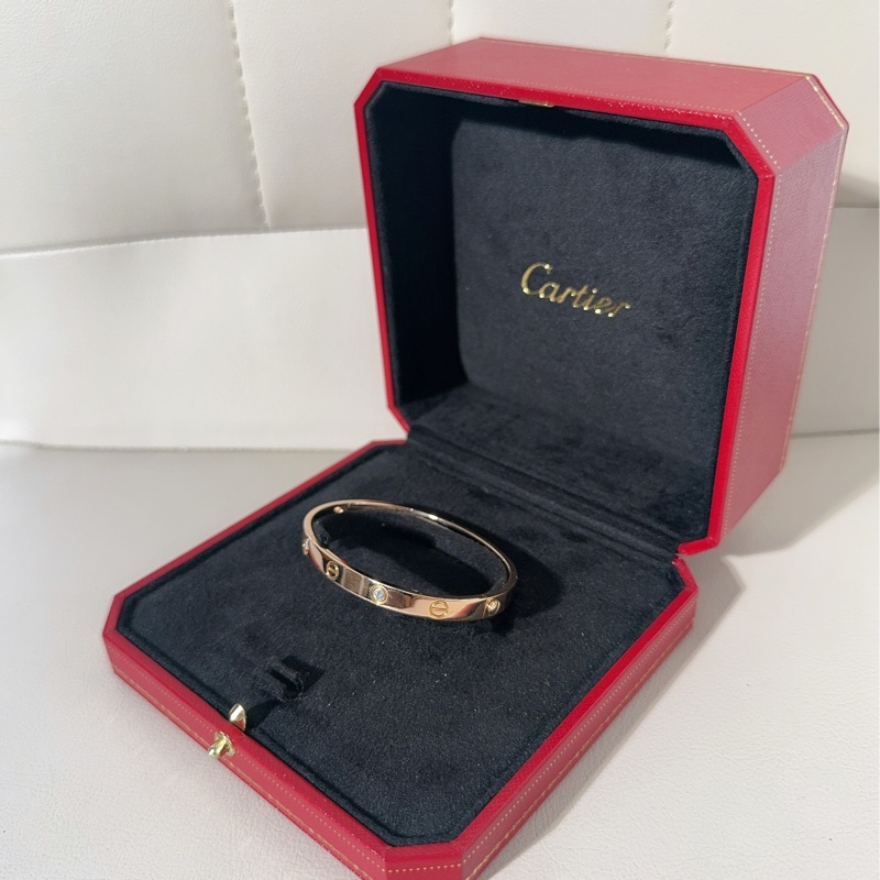 Cartier卡地亚 love系列 玫瑰金四钻手镯-3
