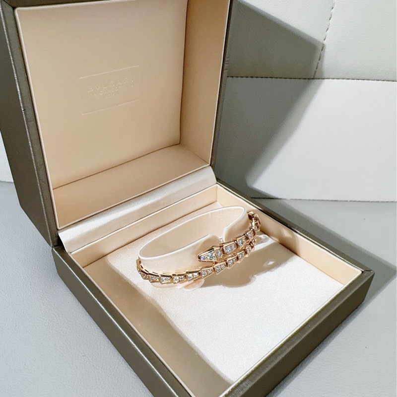 Bvlgari宝格丽 玫瑰金满钻 蛇头手镯-3