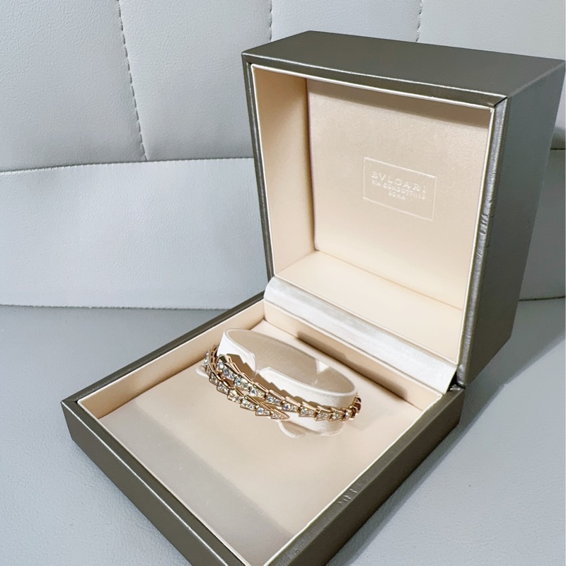 Bvlgari宝格丽 玫瑰金满钻 蛇头手镯-4