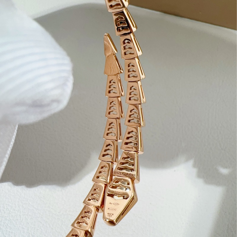Bvlgari宝格丽 玫瑰金满钻 蛇头手镯-8