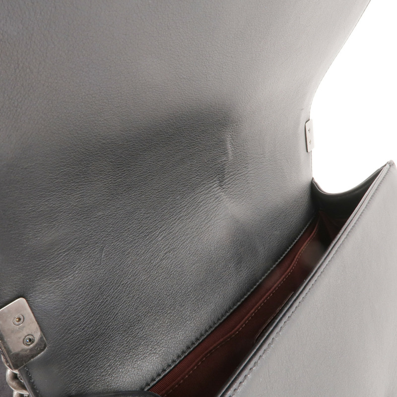 CHANEL 羊皮皮革Boy 25銀扣鏈帶肩背袋-9