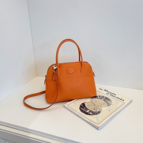 【98新🆕】Hermes 保齡 bolide 27 愛馬仕橙 銀扣 框Q E皮 手提包 斜挎包 單肩包