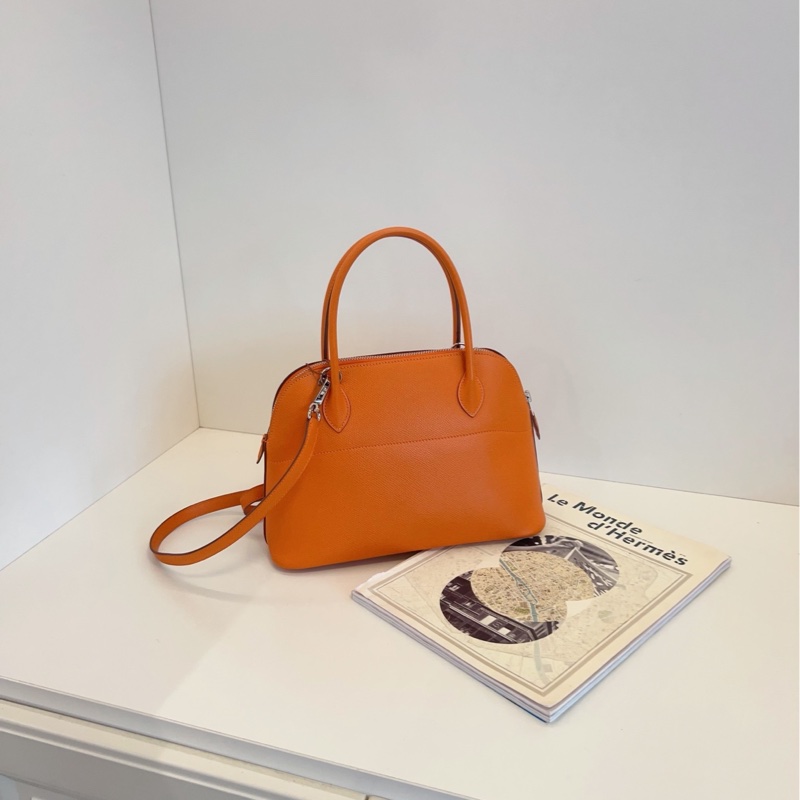 【98新🆕】Hermes 保齡 bolide 27 愛馬仕橙 銀扣 框Q E皮 手提包 斜挎包 單肩包-2