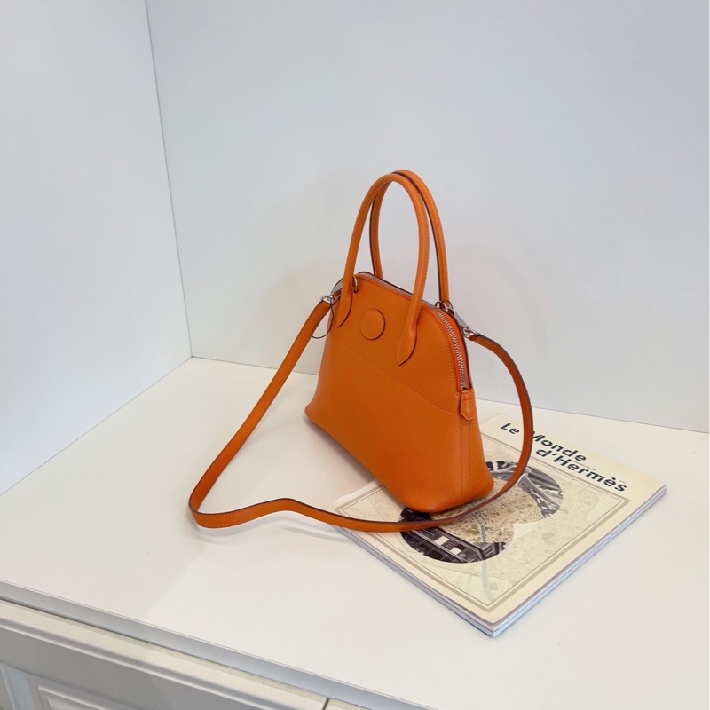 【98新🆕】Hermes 保齡 bolide 27 愛馬仕橙 銀扣 框Q E皮 手提包 斜挎包 單肩包-3