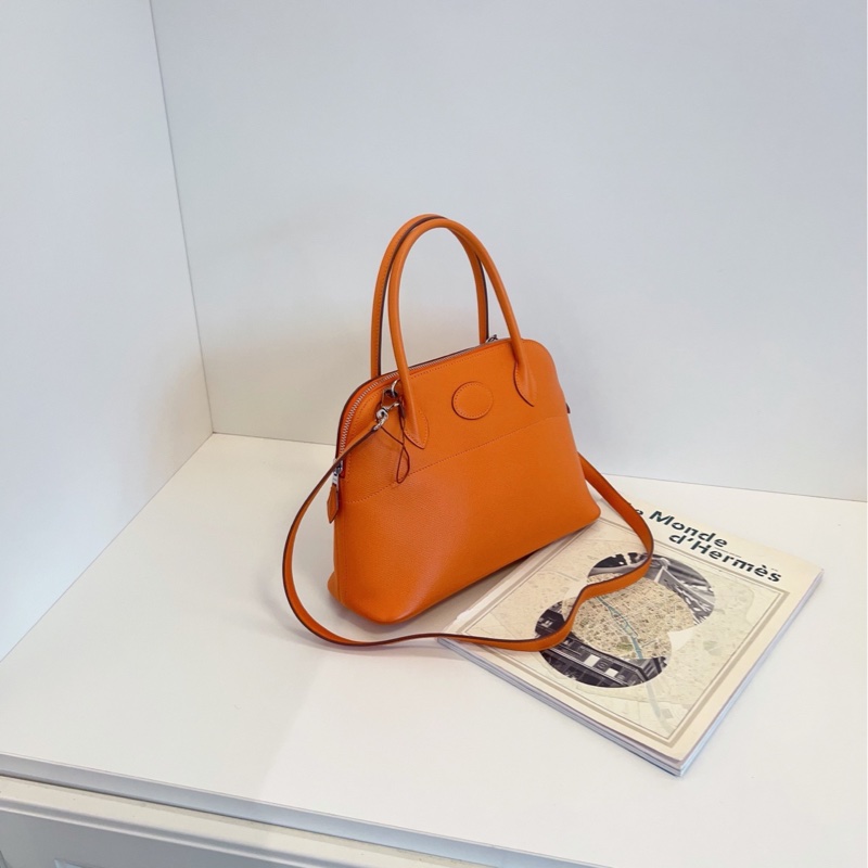 【98新🆕】Hermes 保齡 bolide 27 愛馬仕橙 銀扣 框Q E皮 手提包 斜挎包 單肩包-4