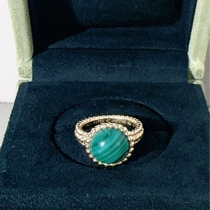 VCA梵克雅宝 Perlee Couleurs系列 18K金孔雀石圆珠戒指-4