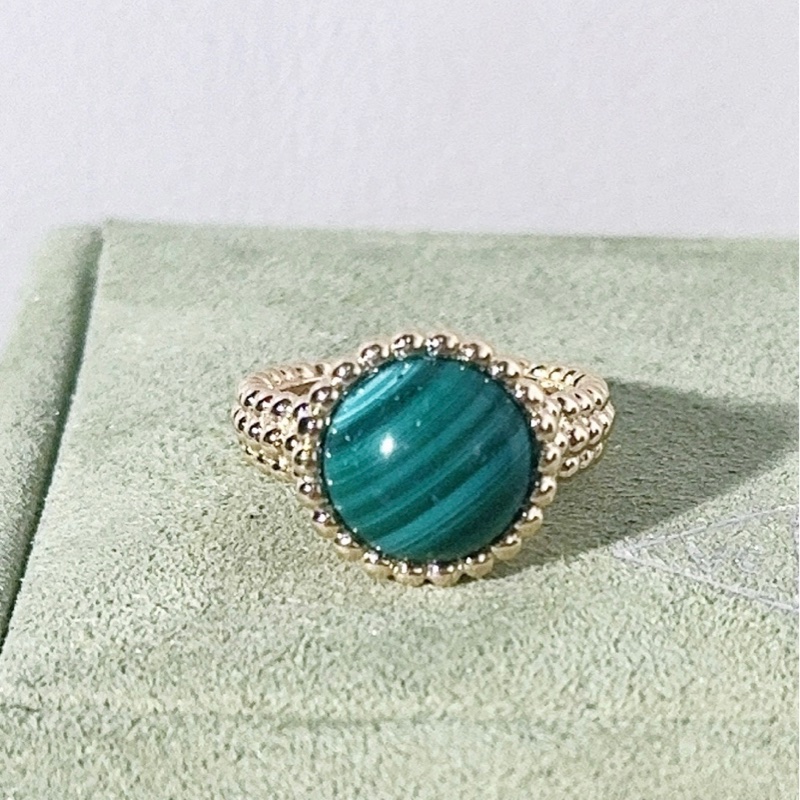 VCA梵克雅宝 Perlee Couleurs系列 18K金孔雀石圆珠戒指-5