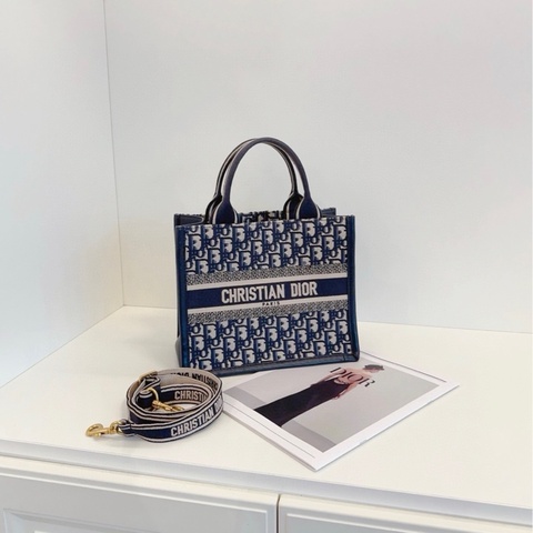 【98新🆕】Dior Oblique BookTote 經典藍色刺繡🪡老花托特包新款小號 手提包 斜挎包 單肩包