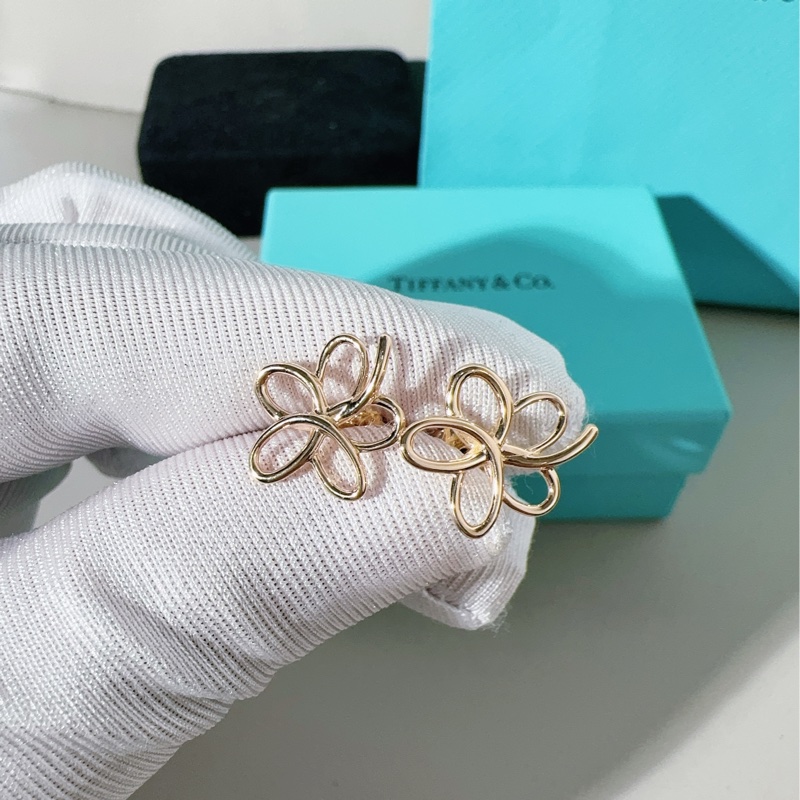 Tiffany蒂芙尼 毕加索系列 18K玫瑰金花朵耳钉-4