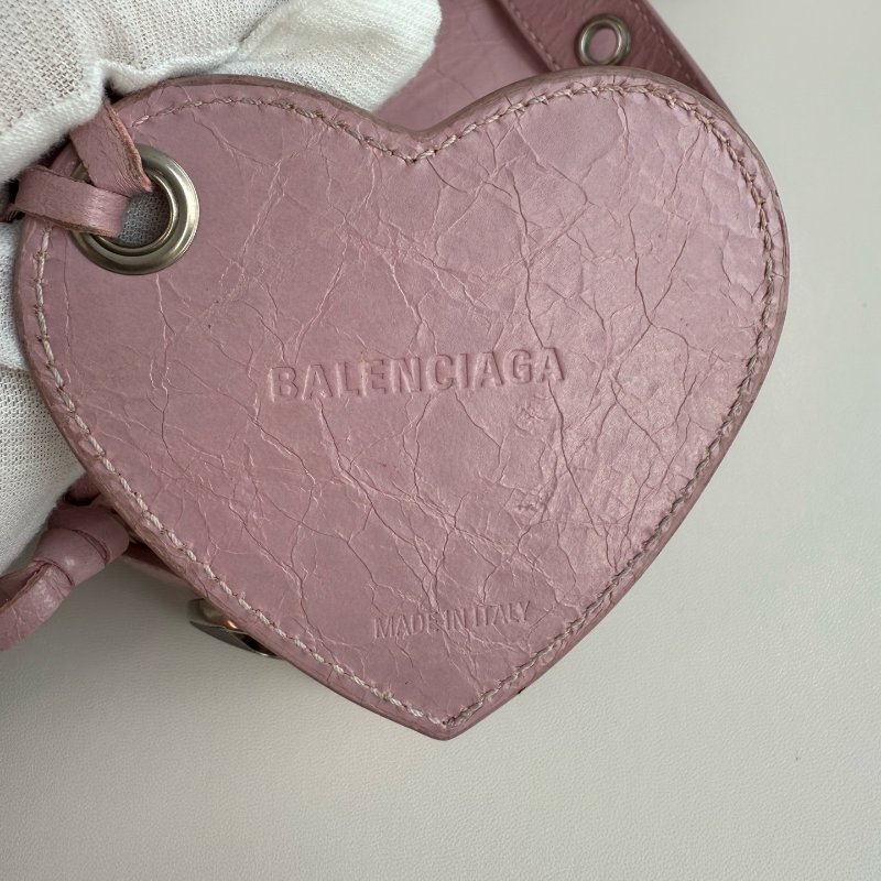 BALENCIAGA 巴黎世家 粉色 機車包 羊皮革 xs 做舊銀扣-8