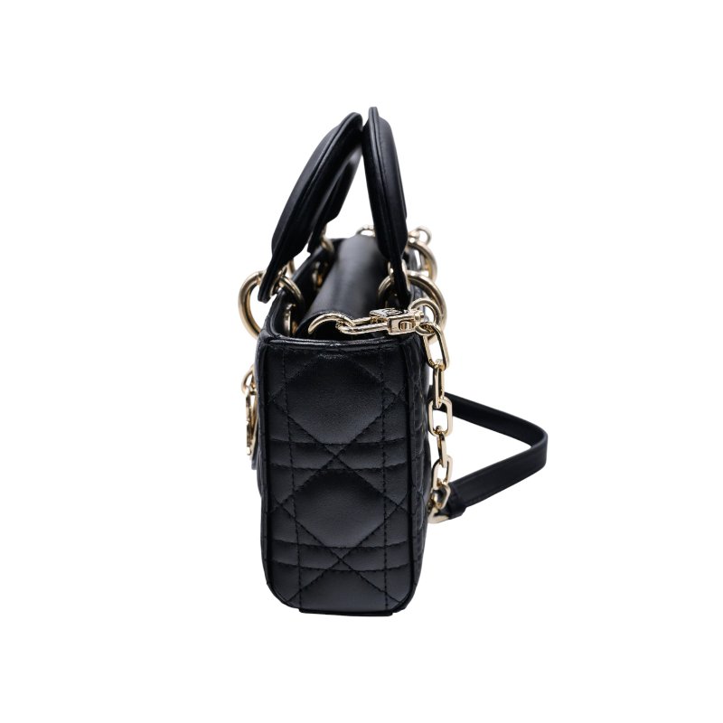 DIOR迪奥小號黑色皮革LADY D-JOY手袋-1