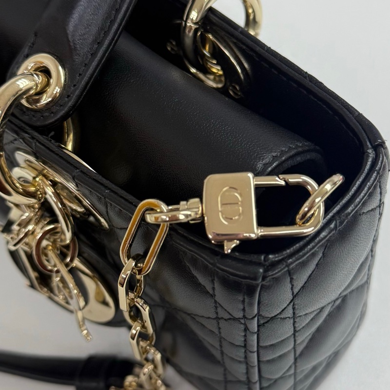 DIOR迪奥小號黑色皮革LADY D-JOY手袋-5