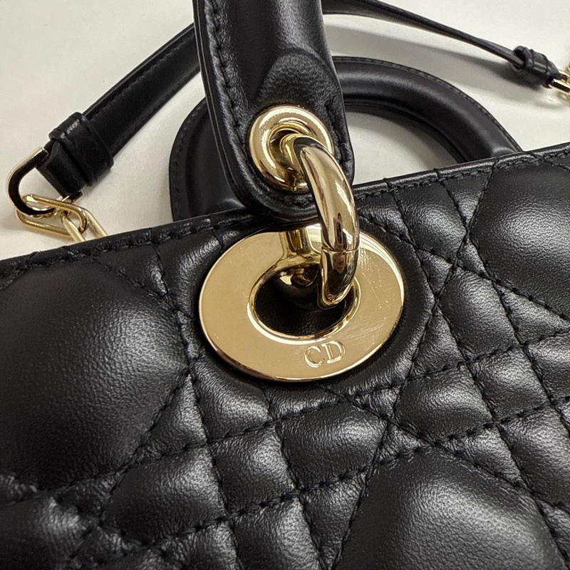 DIOR迪奥小號黑色皮革LADY D-JOY手袋-7