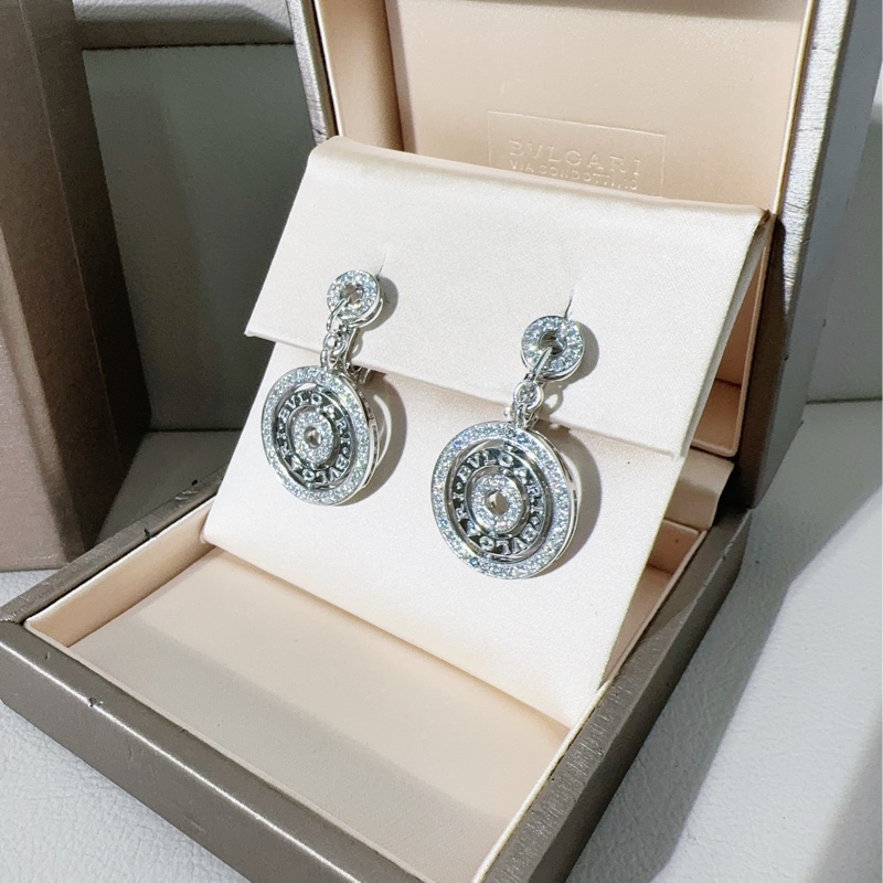 Bvlgari宝格丽 时来运转白金钻石耳钉耳环-3