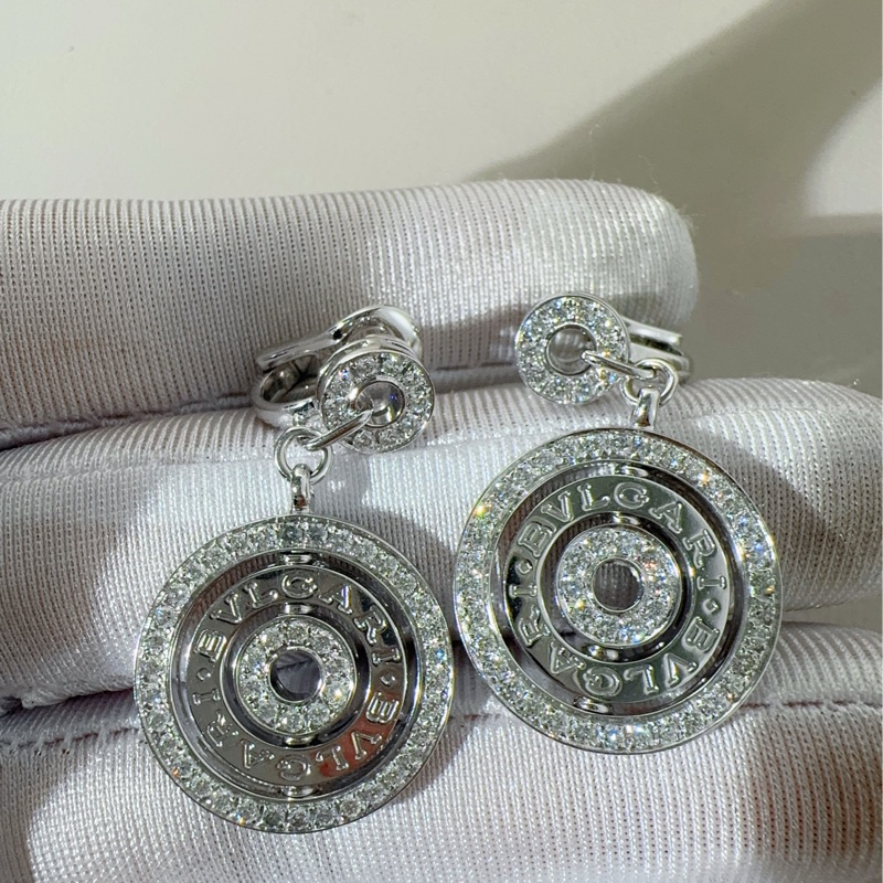 Bvlgari宝格丽 时来运转白金钻石耳钉耳环-5