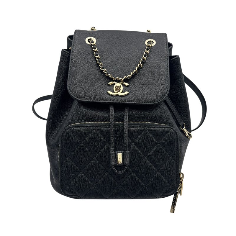 【美收精品】CHANEL 黑色牛皮荔枝紋後背包 B-996【隔月月中將轉賣至日本 上架期限30天】-0