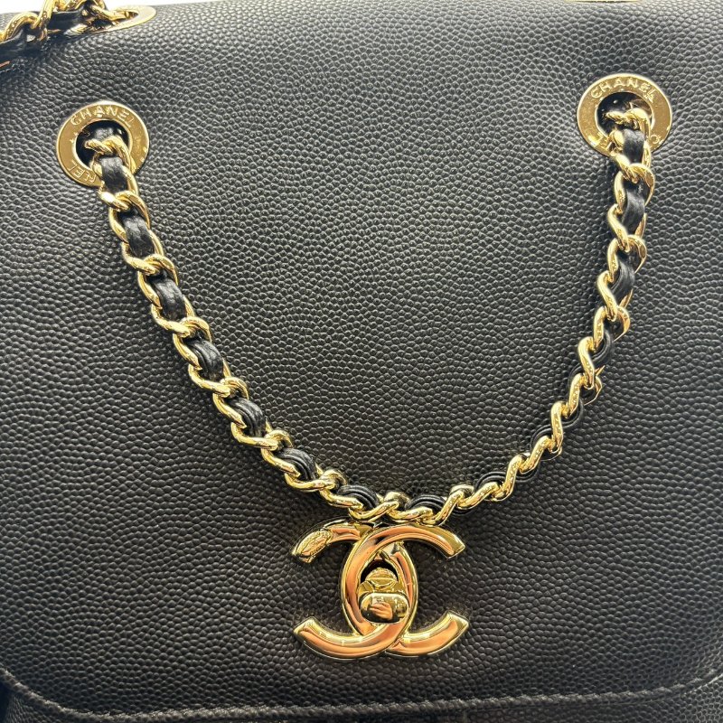 【美收精品】CHANEL 黑色牛皮荔枝紋後背包 B-996【隔月月中將轉賣至日本 上架期限30天】-10