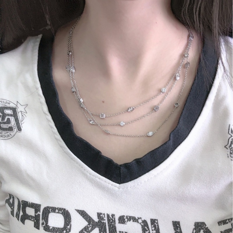 Tiffany蒂芙尼 高级珠宝 白金满天星Trible项链-4