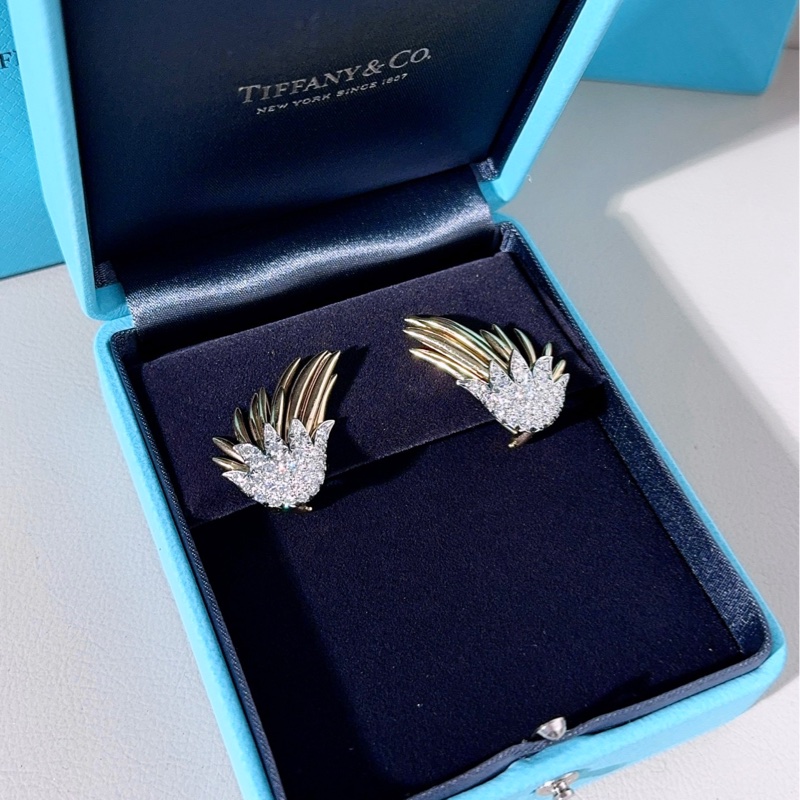 Tiffany蒂芙尼 高级珠宝史隆伯杰系列 黄金满钻火焰耳环-1