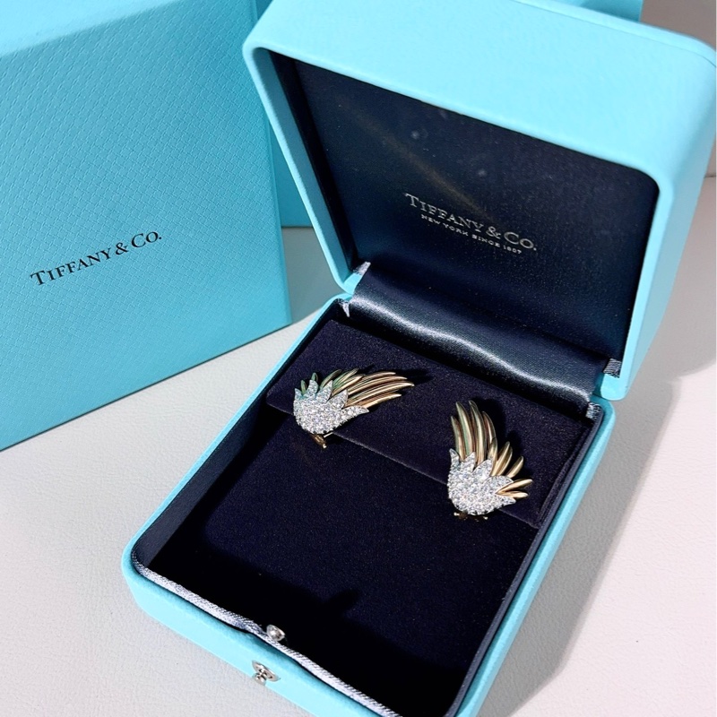 Tiffany蒂芙尼 高级珠宝史隆伯杰系列 黄金满钻火焰耳环-2