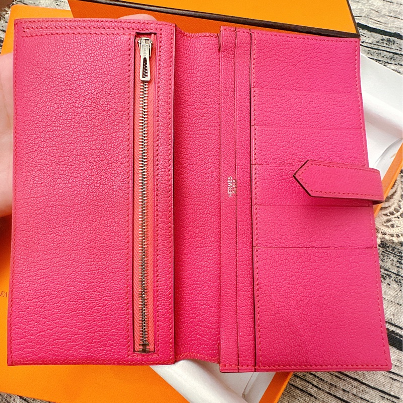 🔥Hermes Bearn Mysore 山羊皮桃色長夾🔥-5
