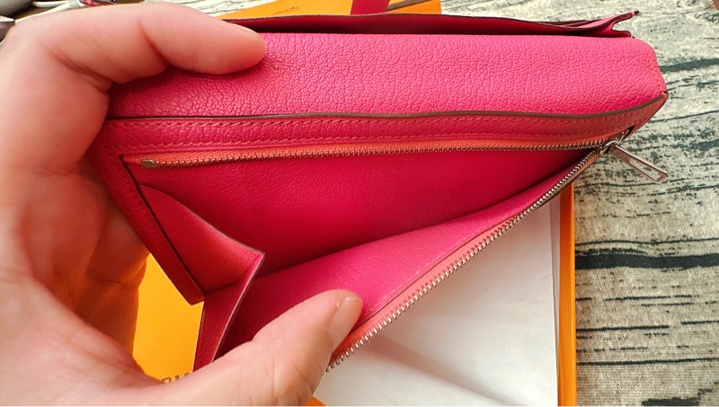 🔥Hermes Bearn Mysore 山羊皮桃色長夾🔥-8