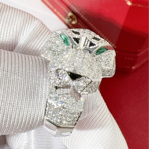 Cartier卡地亚 PANTHÈRE系列 高珠满钻猎豹戒指