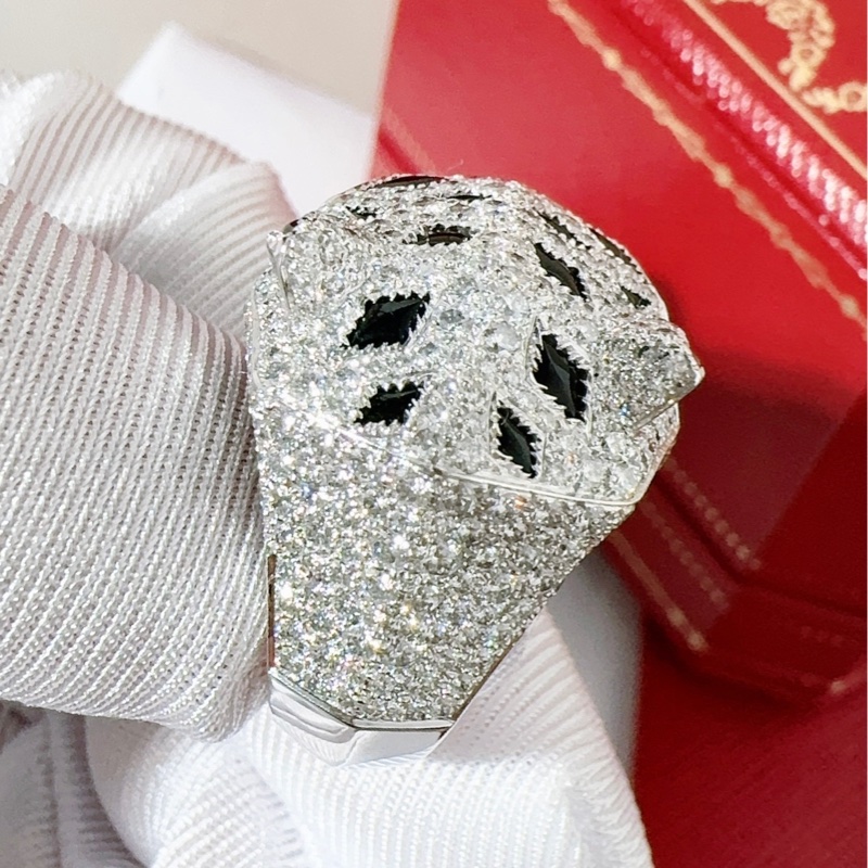 Cartier卡地亚 PANTHÈRE系列 高珠满钻猎豹戒指-1