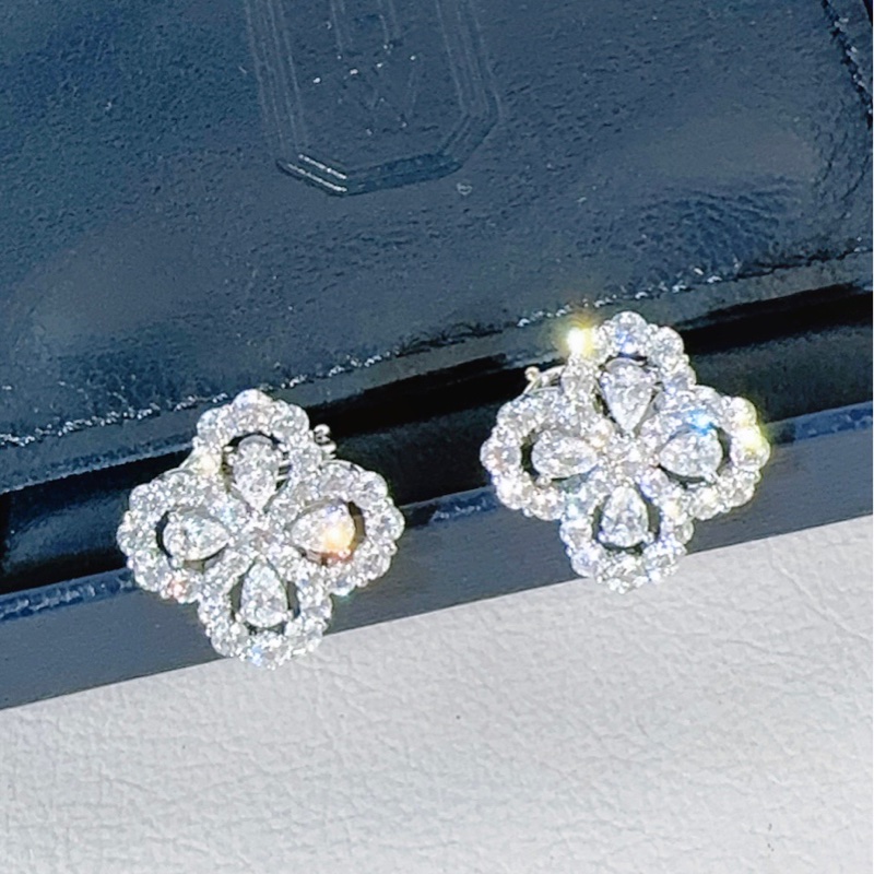 Harry Winston海瑞温斯顿 loop系列 铂金满钻耳夹-0