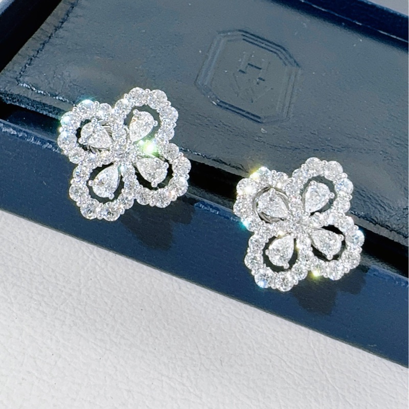 Harry Winston海瑞温斯顿 loop系列 铂金满钻耳夹-2