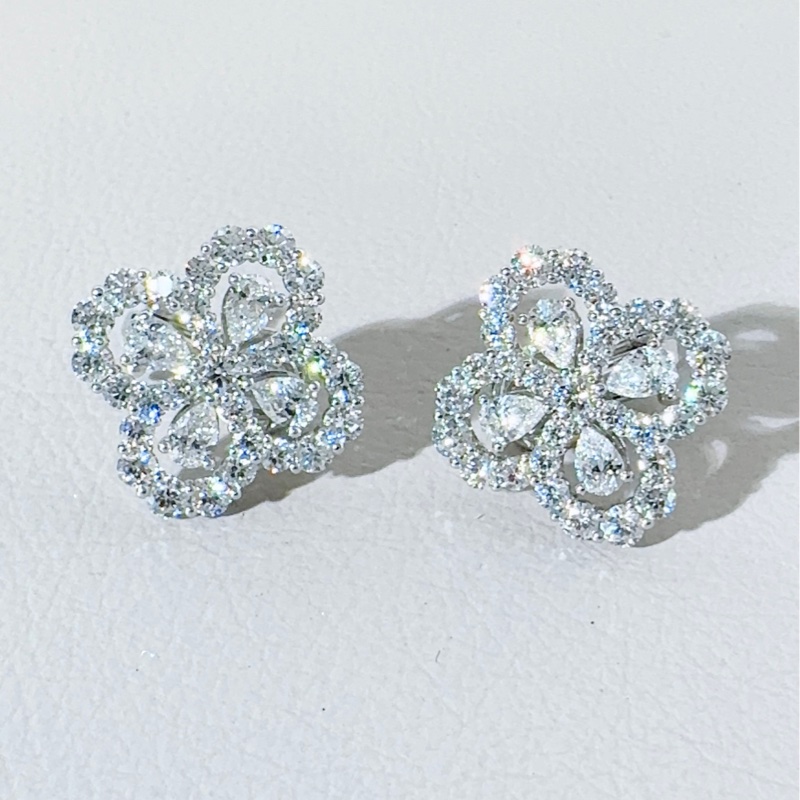 Harry Winston海瑞温斯顿 loop系列 铂金满钻耳夹-4