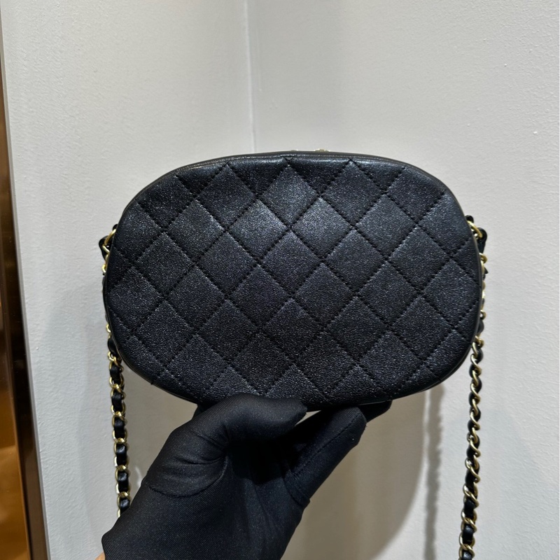 🖤Chanel 雙C大眼睛黑色羊皮金扣相機包限量秀款 斜挎包-2