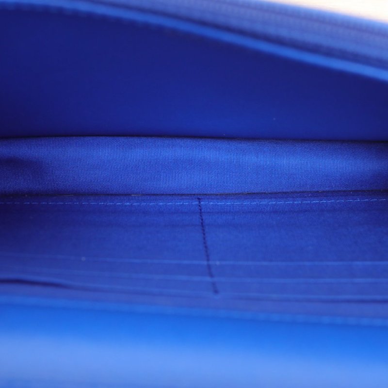 CHANEL LeboyWOC19藍色荔枝牛皮31開金扣肩背包-2