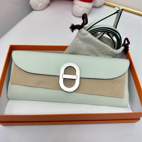 【全❤️全套】Hermes豬鼻 to go 23年新款 氣泡綠銀扣斜挎包