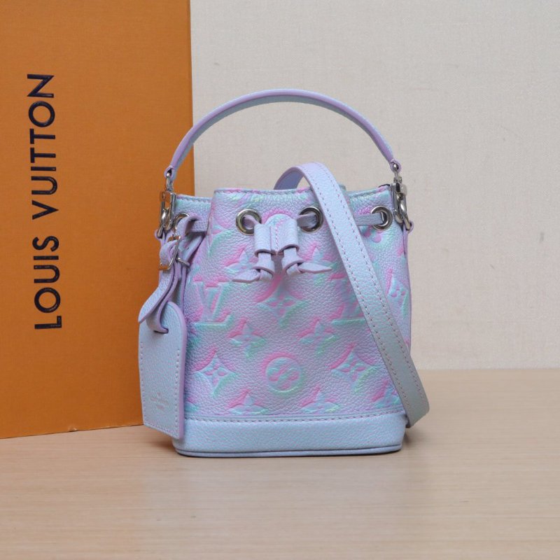 LOUIS VUITTON 藍色牛皮晶片NOÉ水桶包Nano13可拆卸肩帶星辰系列炫彩肩背包-0