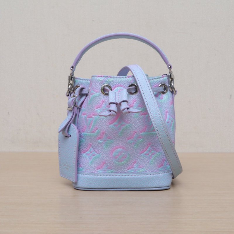 LOUIS VUITTON 藍色牛皮晶片NOÉ水桶包Nano13可拆卸肩帶星辰系列炫彩肩背包-1