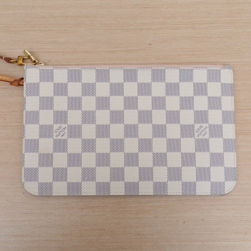 LOUIS VUITTON Neverfull中號31配子袋白棋格PVC金扣2017肩背包-2