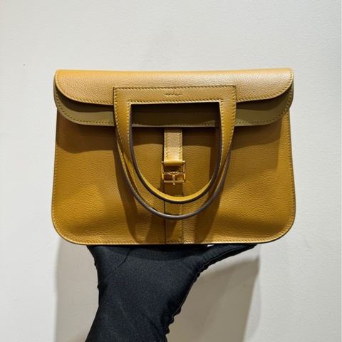 【99❤️】Hermes halzan25 芝麻色金扣 手提包單肩包