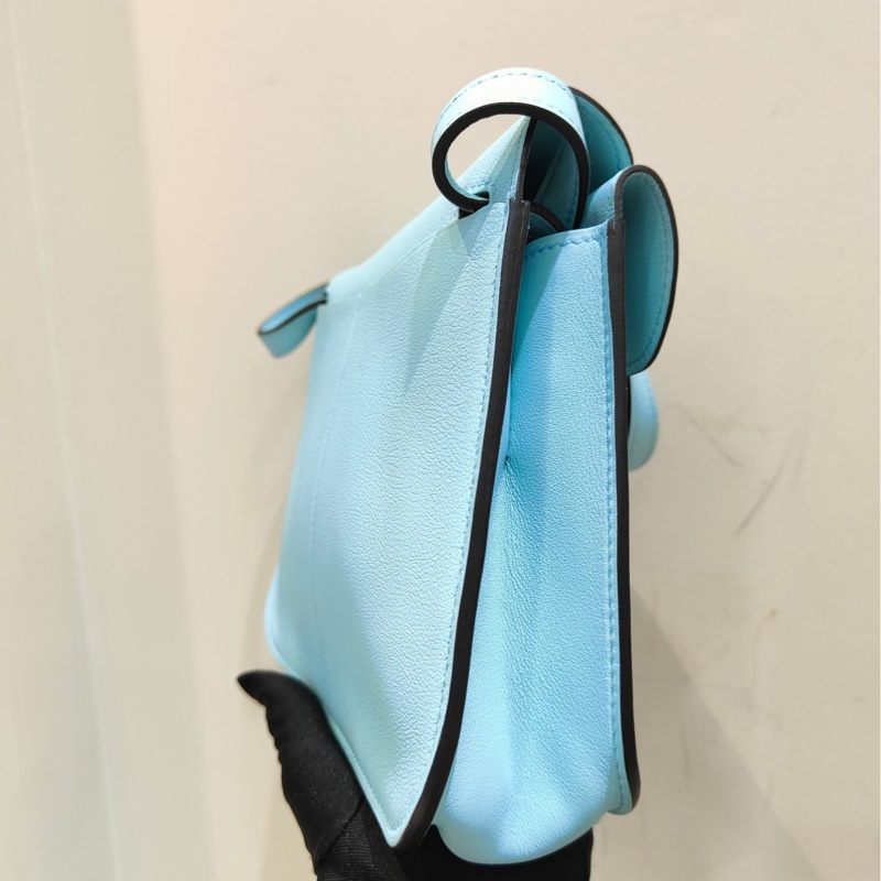 Hermes mini Halzan 微風藍銀扣 A刻 swift皮 超凡脫俗的馬卡龍藍  手提包單肩包-3