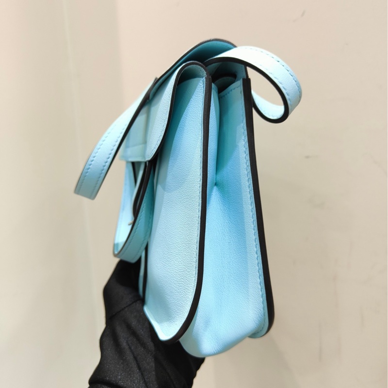 Hermes mini Halzan 微風藍銀扣 A刻 swift皮 超凡脫俗的馬卡龍藍  手提包單肩包-4