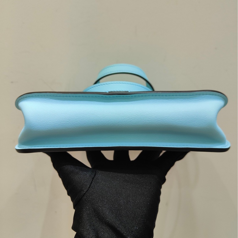 Hermes mini Halzan 微風藍銀扣 A刻 swift皮 超凡脫俗的馬卡龍藍  手提包單肩包-5