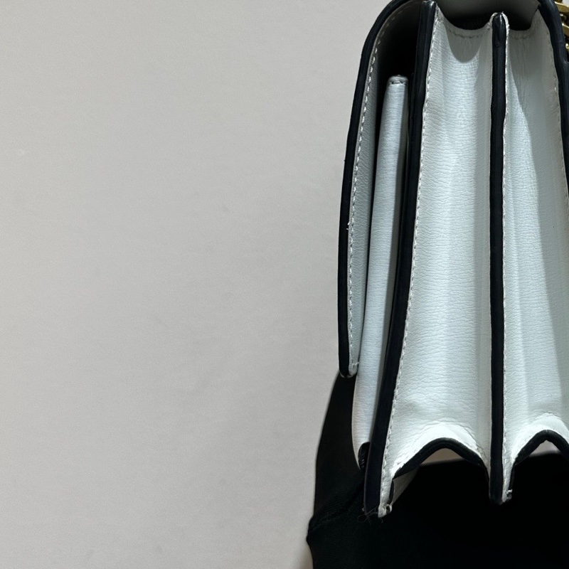 YSL 金標Logo Sunset日落包 黑白熊貓拼色 鏈條包手提單肩包-3