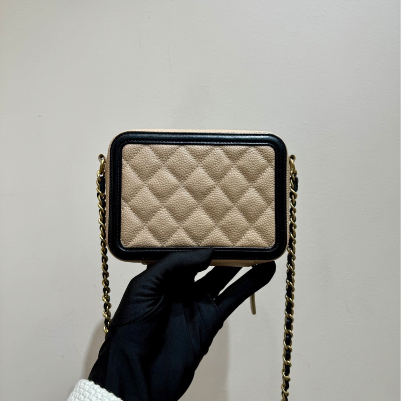 🤎Chanel mini相機包 奶茶色拼黑色 斜挎包-1