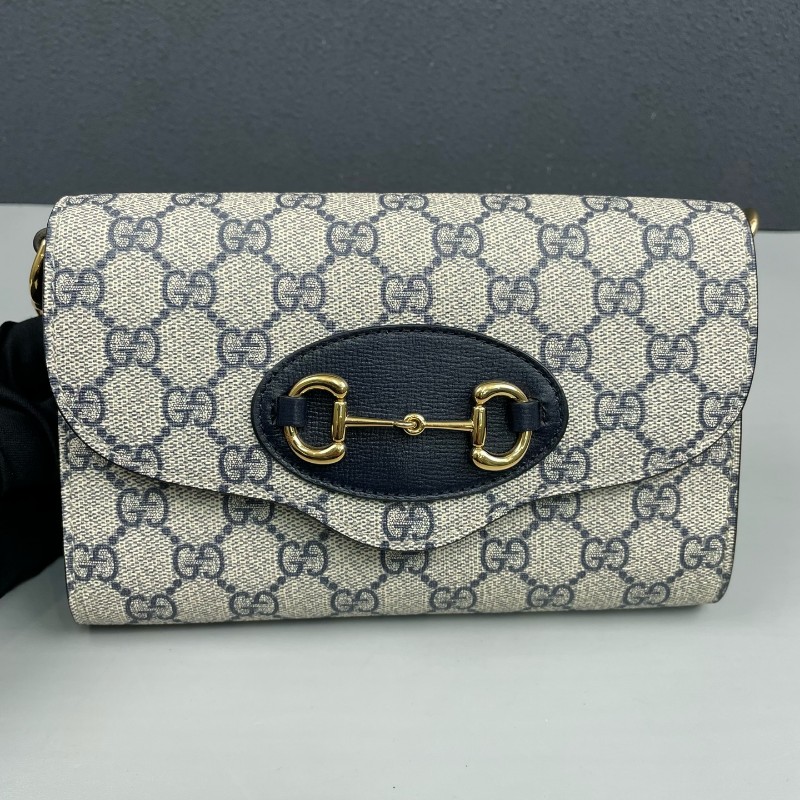 Gucci古馳 藍色老花Horesebit 1955 肩背包斜背包-9