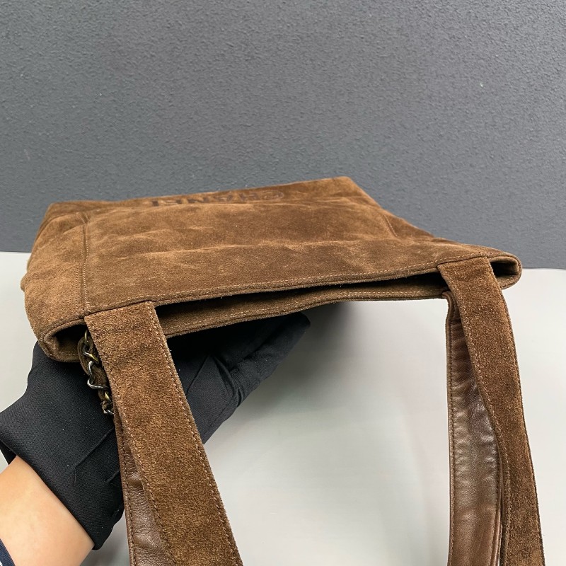 Chanel 棕色麂皮肩背包 中古款-5
