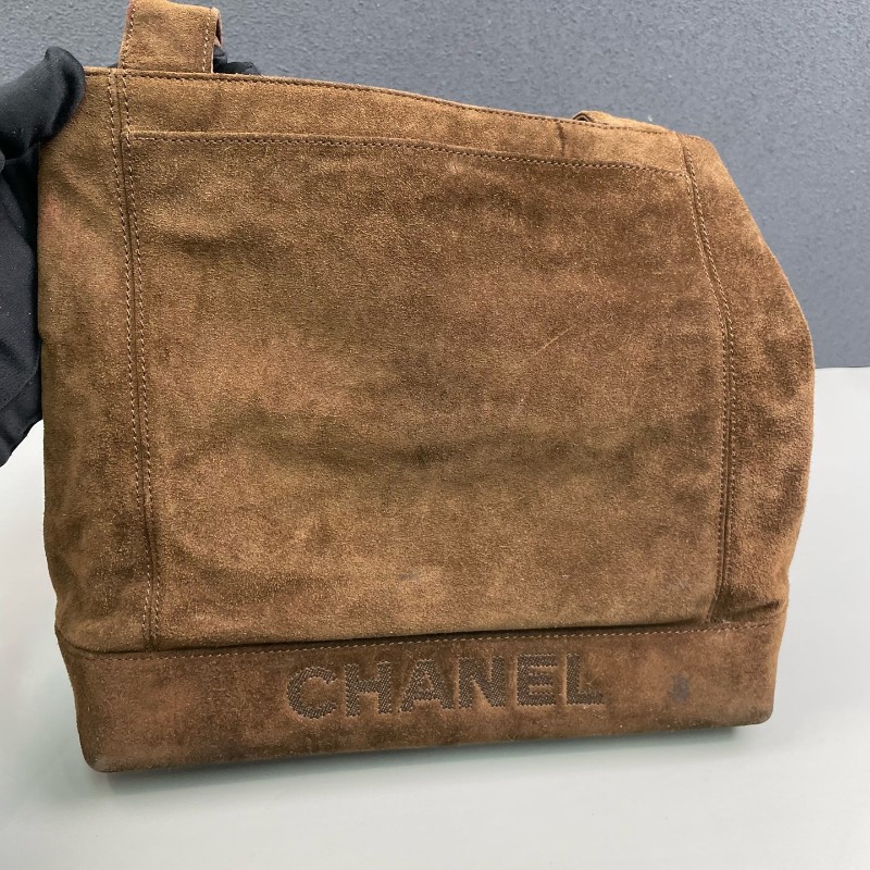 Chanel 棕色麂皮肩背包 中古款-9
